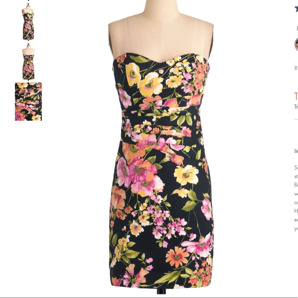 ModCloth strapless floral dress - Medium